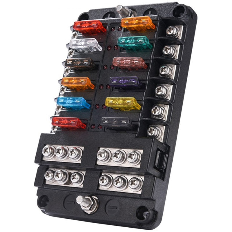 12 Circuit Negative Bus Blade Fuse Block