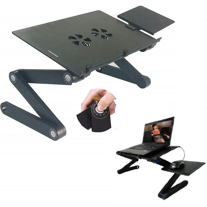 Adjustable Laptop Table Stand with Cooling Fan