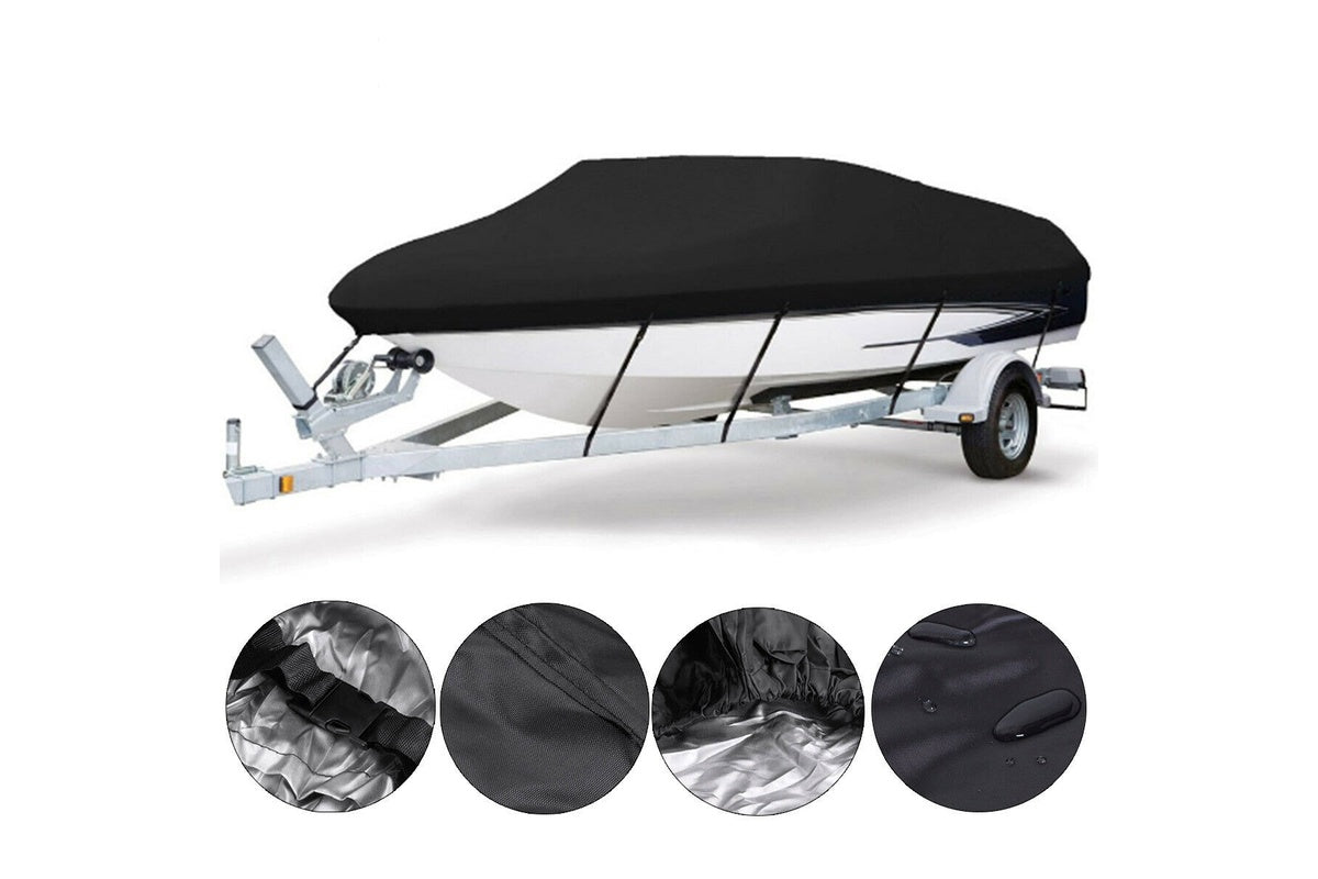 Boat Cover Heavy Duty – 600D Black Trailerable Boat Cover for 20–22ft V-Hull