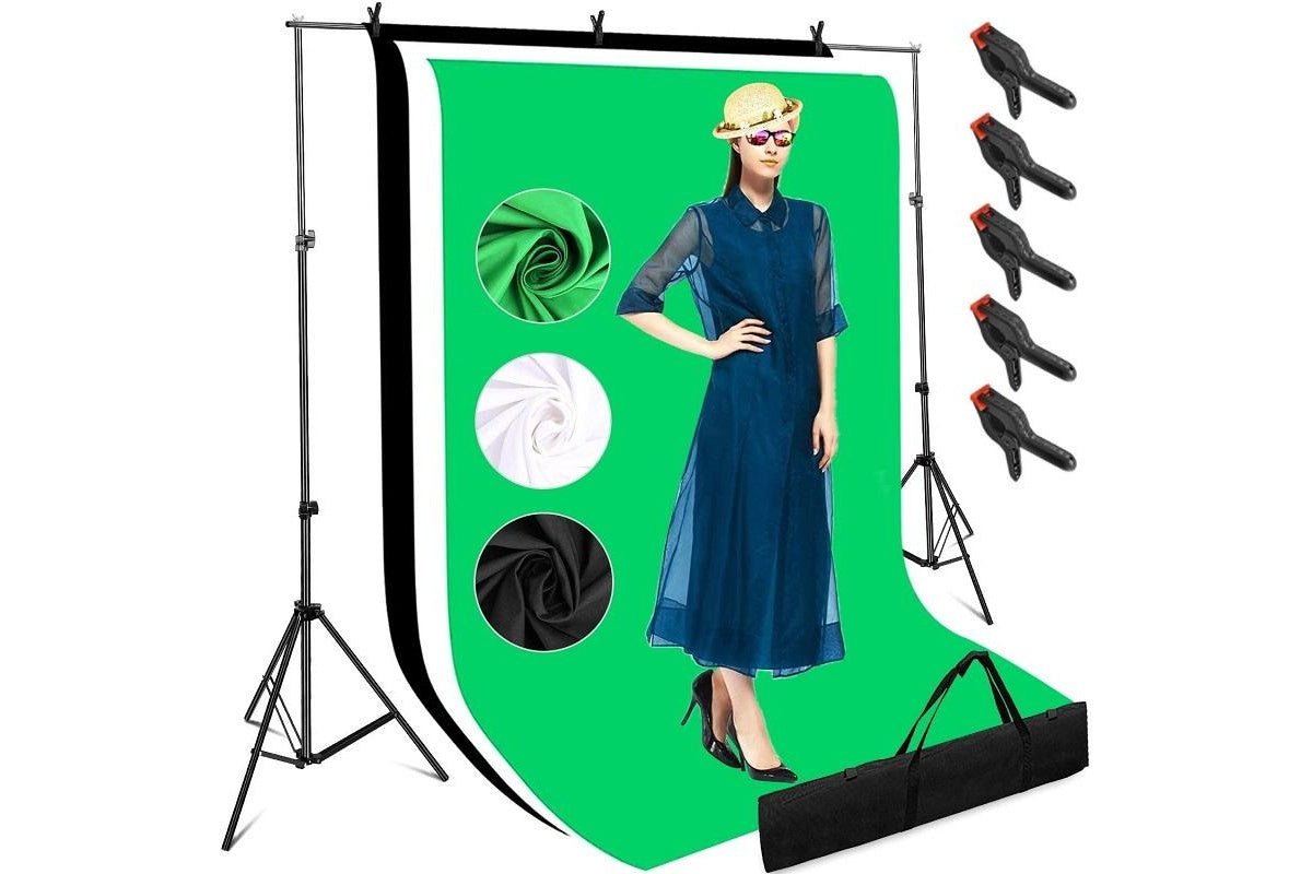 Photography Background Stand with 3 Backdrops Kit
