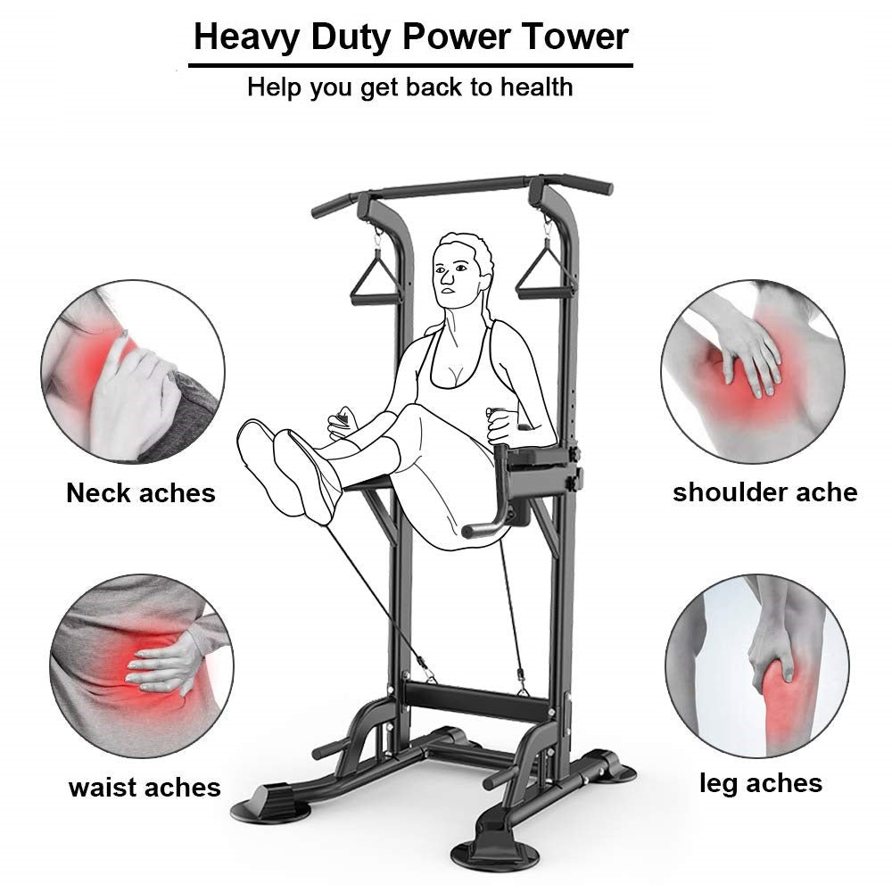 Power Tower Pull Up Bar Dip Station Bench
