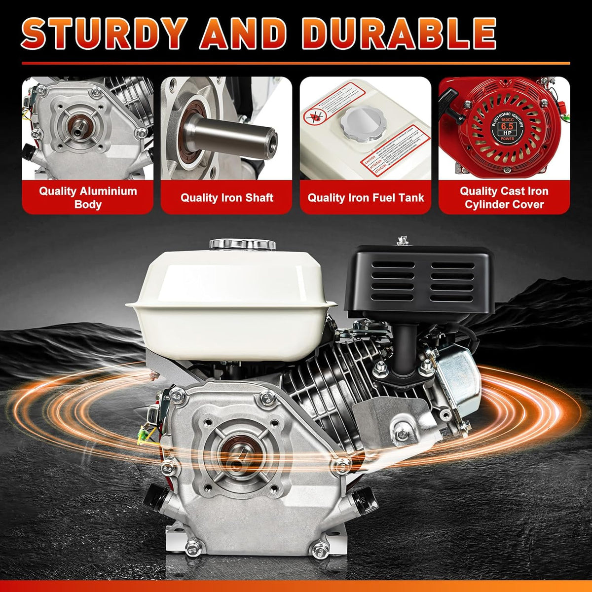 6.5Hp 196Cc 4 Stroke Petrol Engine 3.6L
