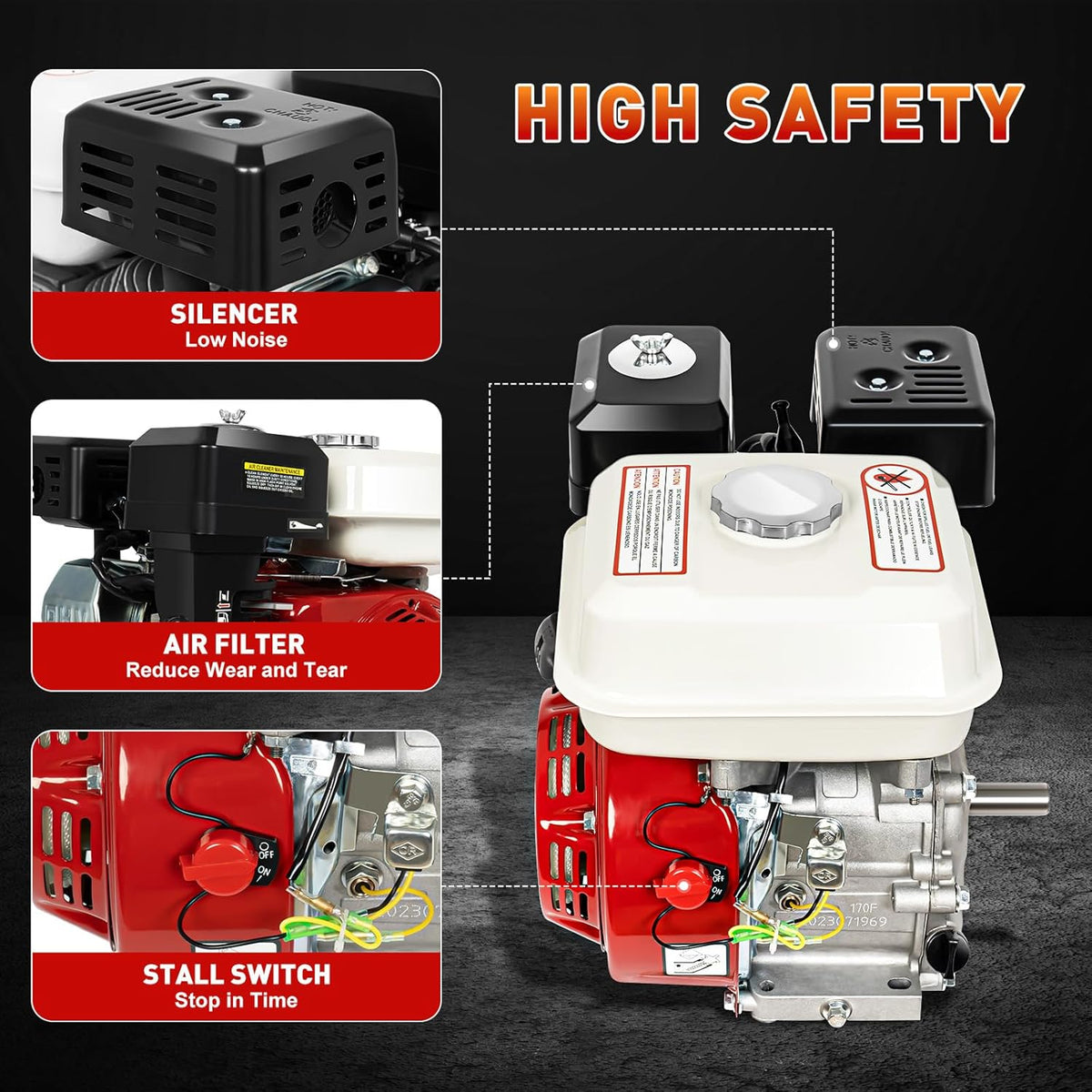 6.5Hp 196Cc 4 Stroke Petrol Engine 3.6L