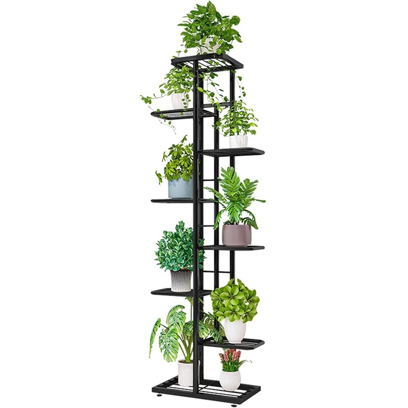 8 Tier Flower Stand Plant Pot Rack 9 pots Black