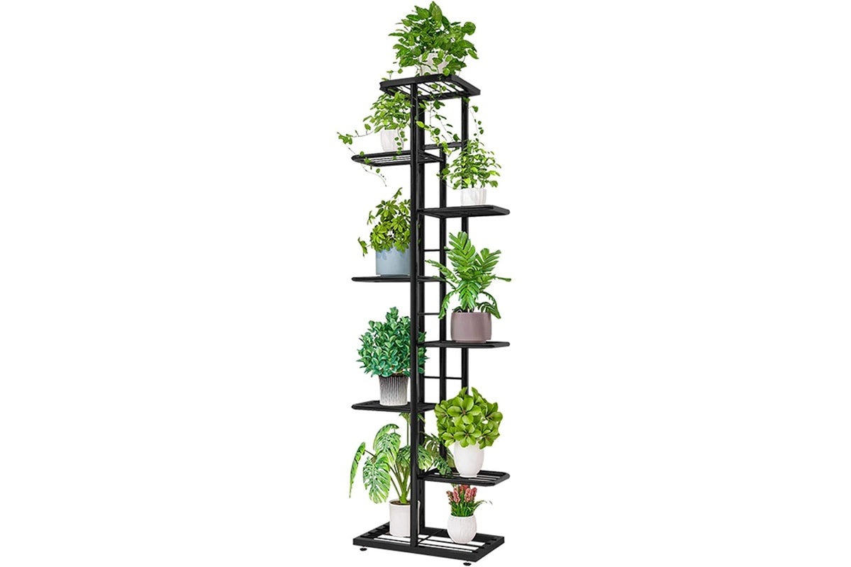 8 Tier Flower Stand Plant Pot Rack 9 pots Black
