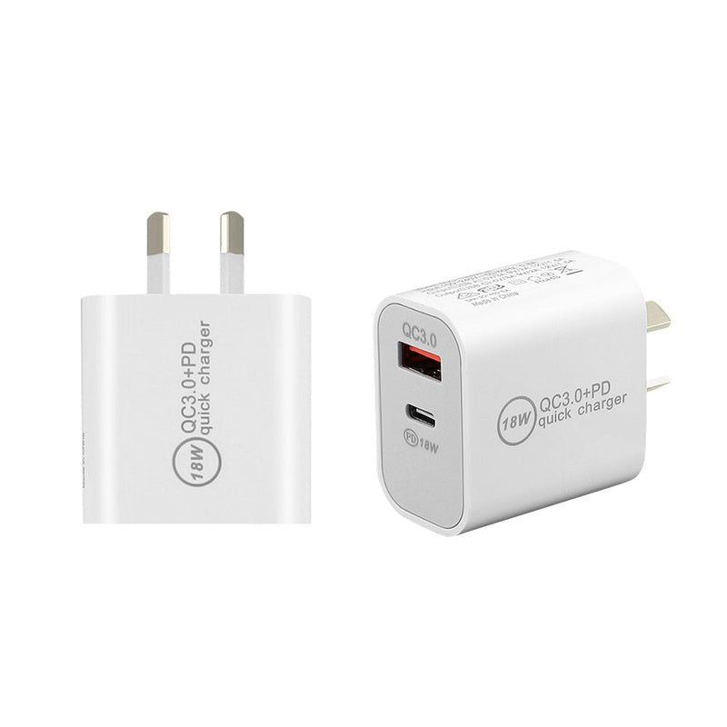 USB C Charger, 18W PD Charger Fast Charger QC3.0 Charger 2 IN 1