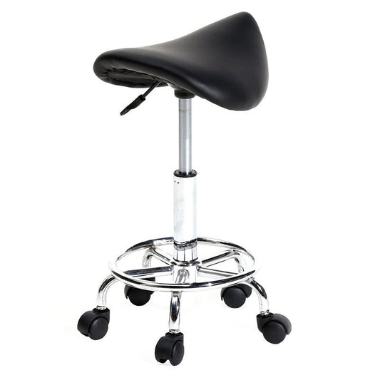 Rolling Stool Chair PU Leather Height Adjustable Swivel Drafting Work SPA Shop Medical Salon Stools with Wheels Office Chair,Black