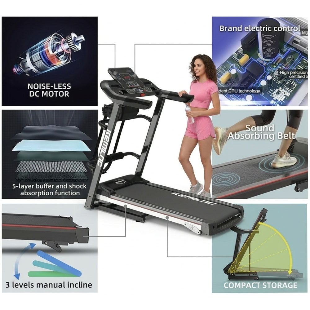 Multifunctional Incline Treadmill 120KG Capacity