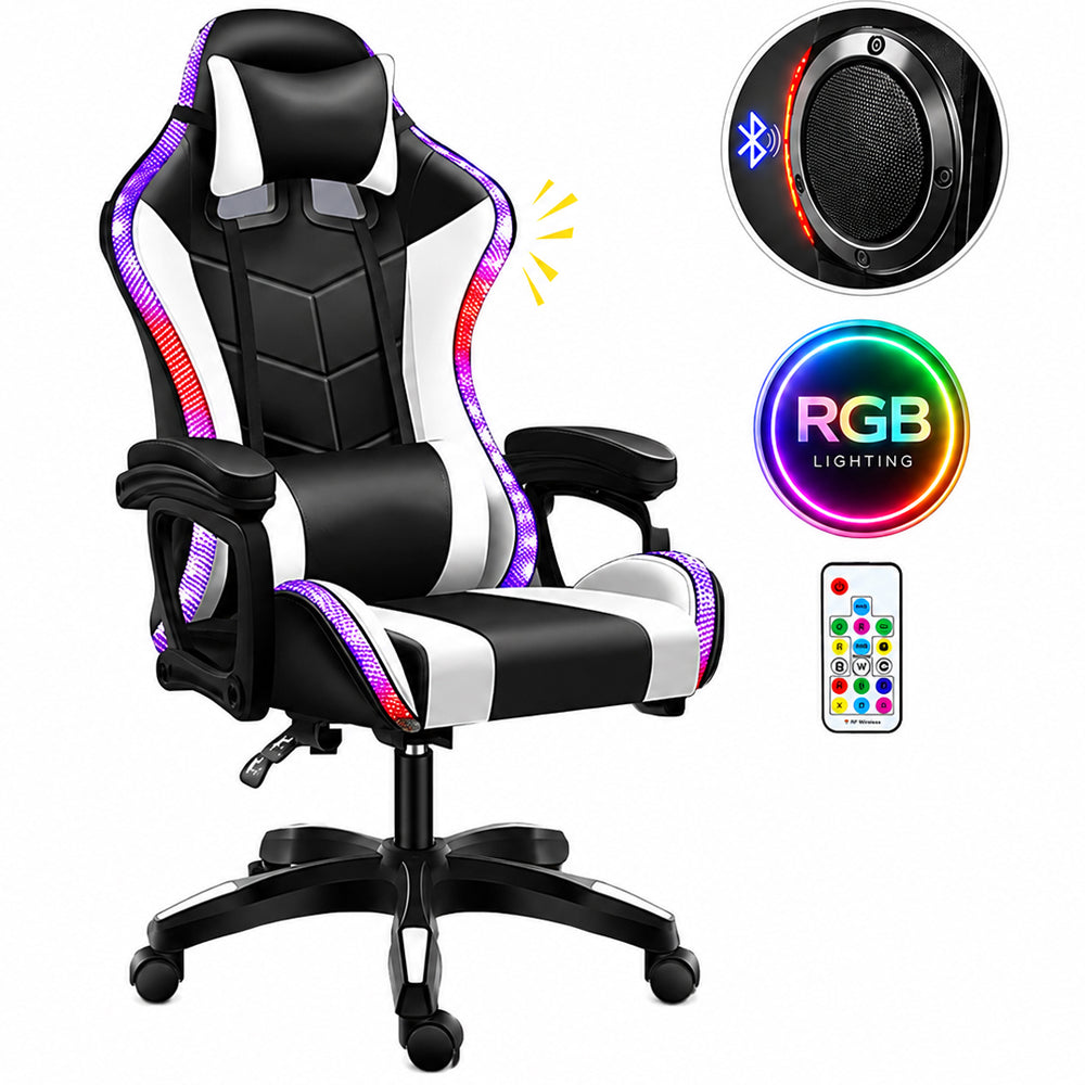 Gaming Chair with Footrest – RGB Gaming Chair with Speakers & Lights