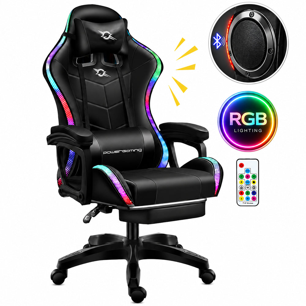 Gaming Chair with Footrest – RGB Gaming Chair with Speakers & Lights