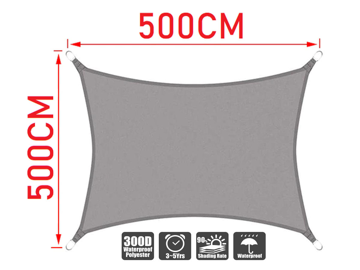 Sun Shade Sail 5x5M Grey Sunshade Cloth Waterproof