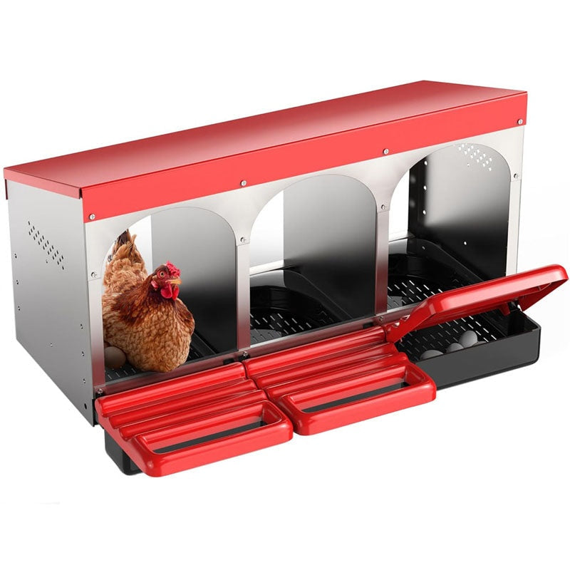 Nesting Box Chicken Hen Roll Away Laying Nest Boxes Chook Brooder 6 Compartment