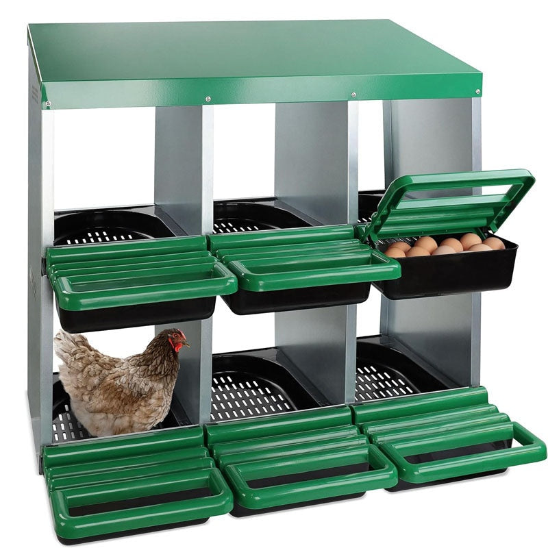 Nesting Box Chicken Hen Roll Away Laying Nest Boxes Chook Brooder 6 Compartment