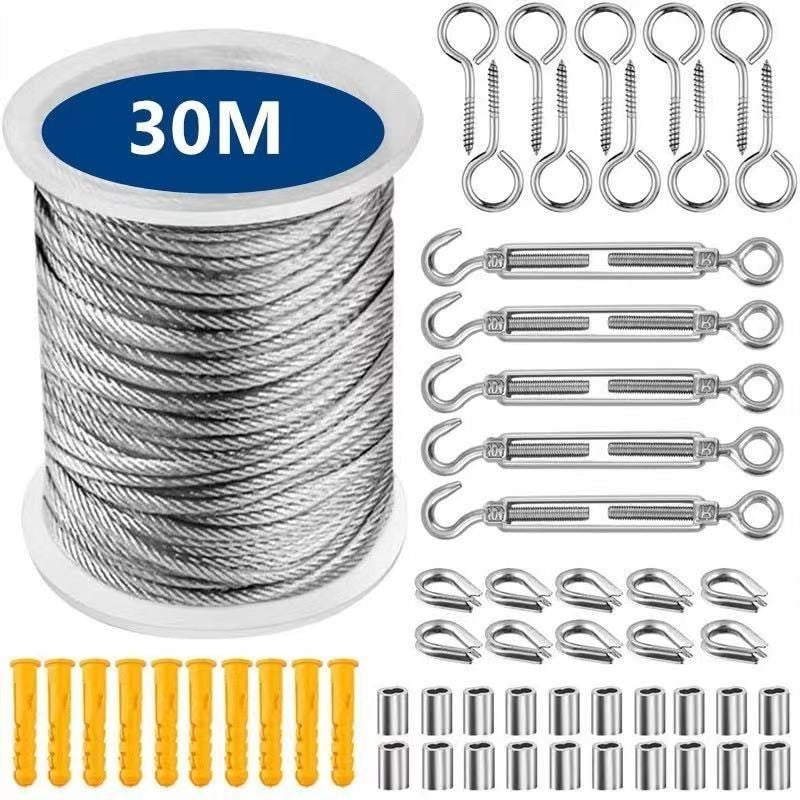 30M Stainless Steel Wire Rope Cable Kit