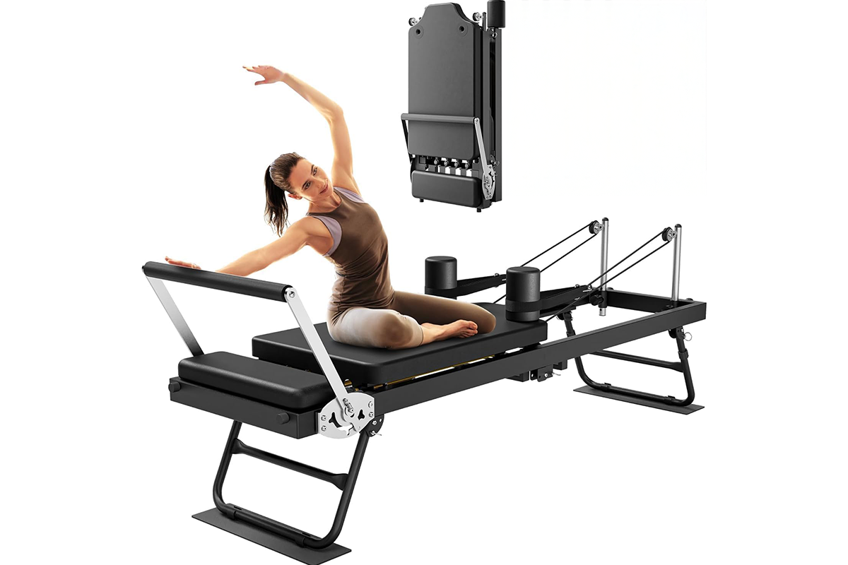 Foldable Pilates Reformer Machine With Headrest