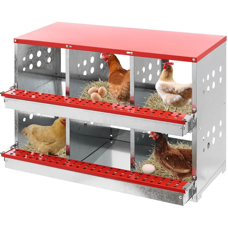 Nesting Box Chicken Hen Roll Away Laying Nest Boxes Chook Brooder 6 Compartment