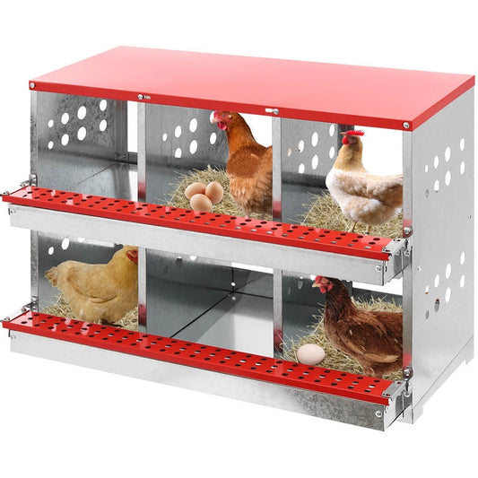 Nesting Box Chicken Hen Roll Away Laying Nest Boxes Chook Brooder 6 Compartment