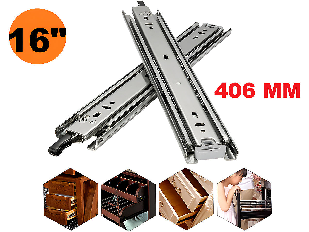 16" Drawer Slides Runners with Locking Function