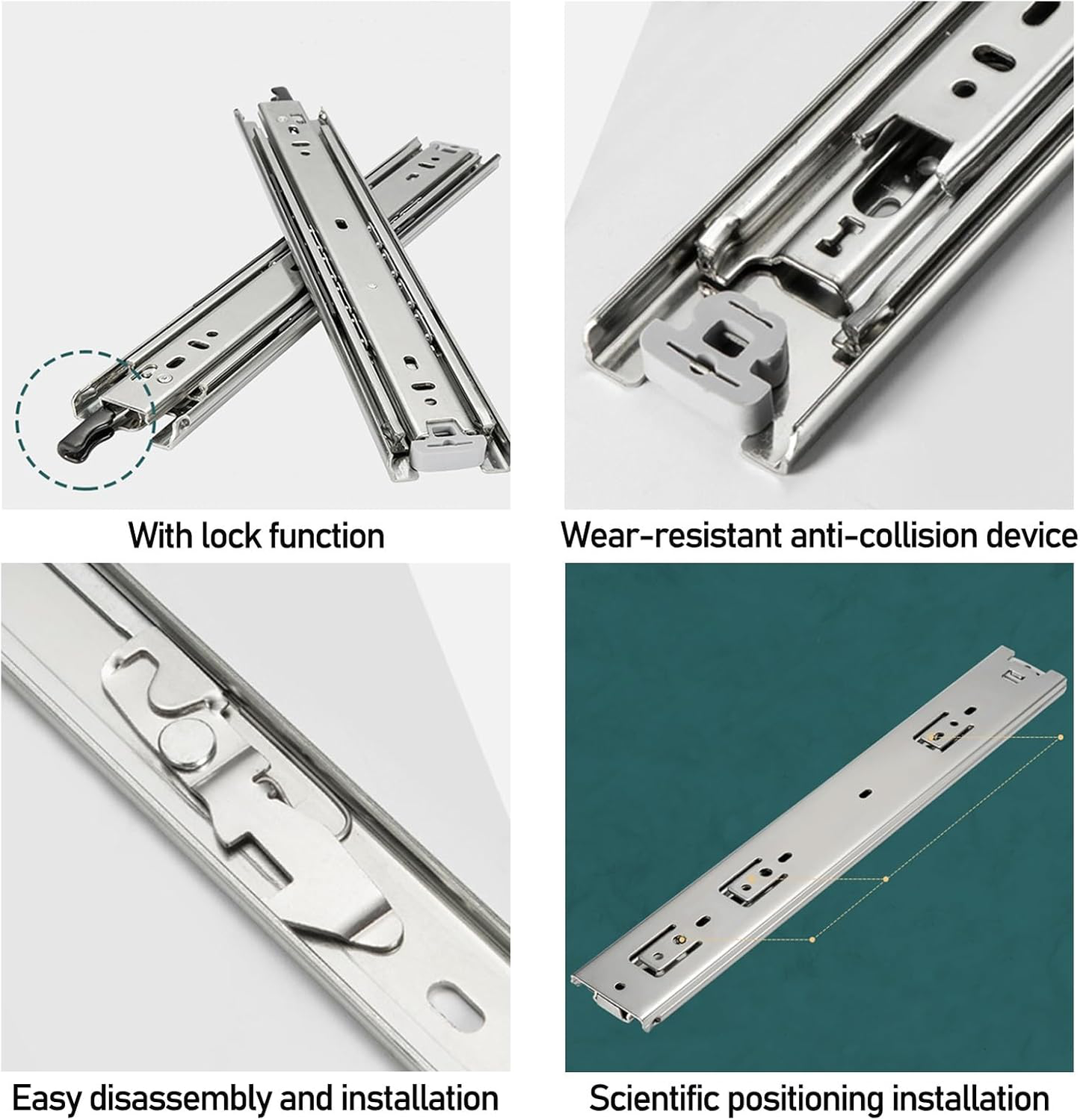 16" Drawer Slides Runners with Locking Function
