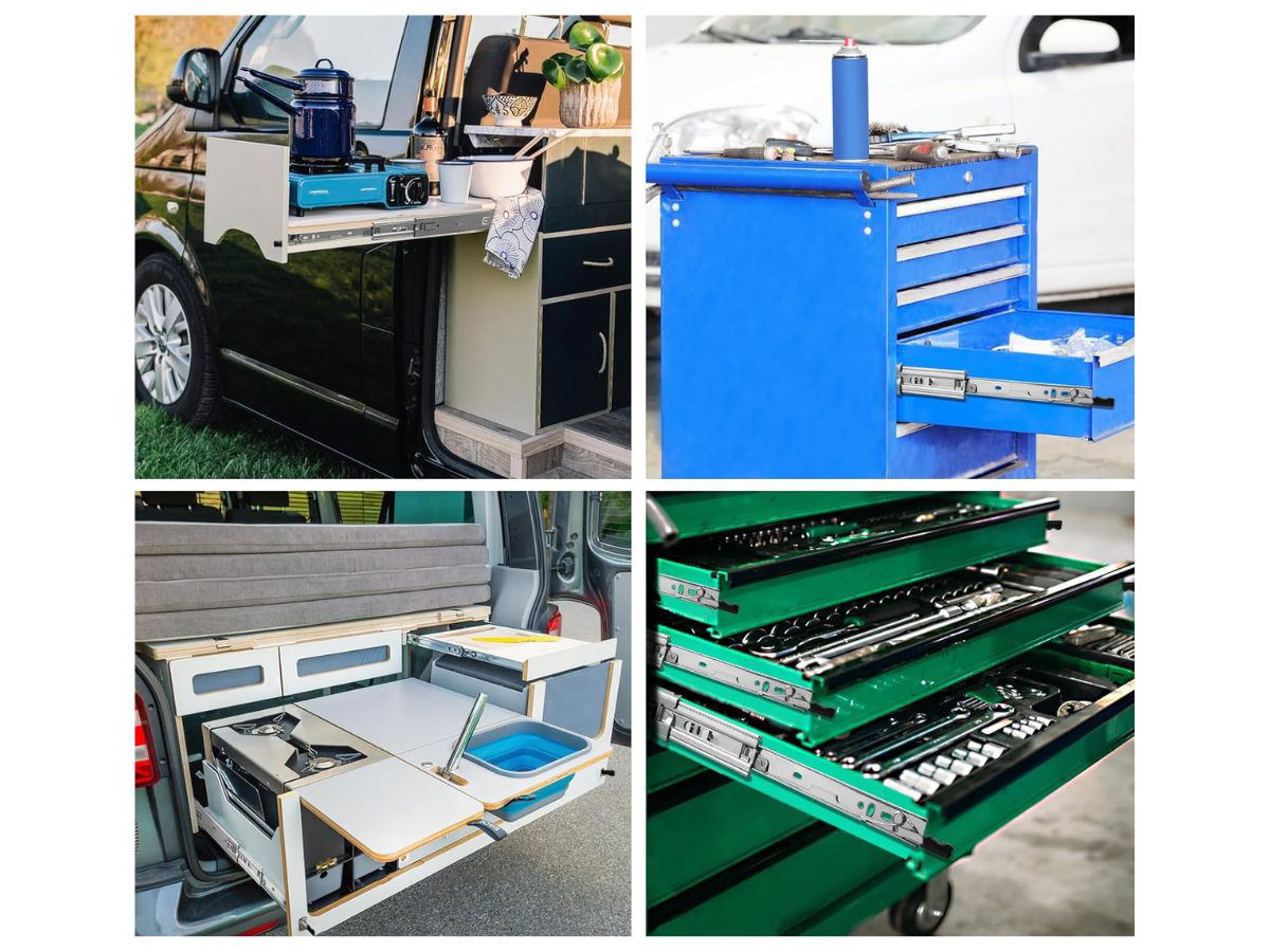 16" Drawer Slides Runners with Locking Function