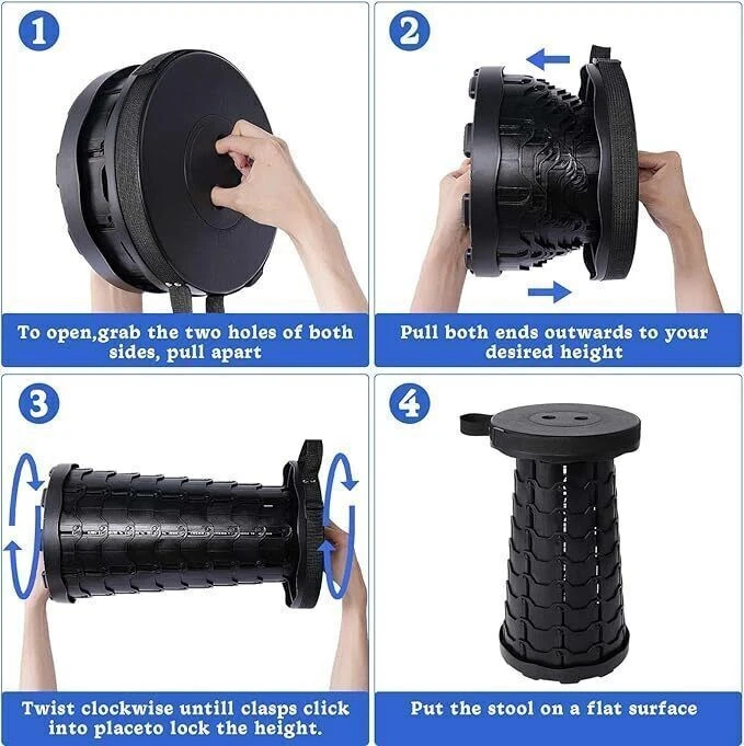 Outdoor Portable Folding Stool Retractable Travel Seat