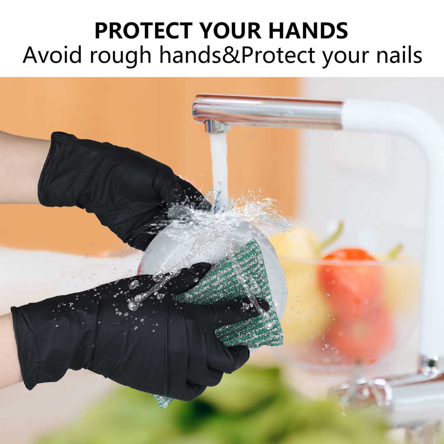 100x Disposable Nitrile Gloves Black - Medium