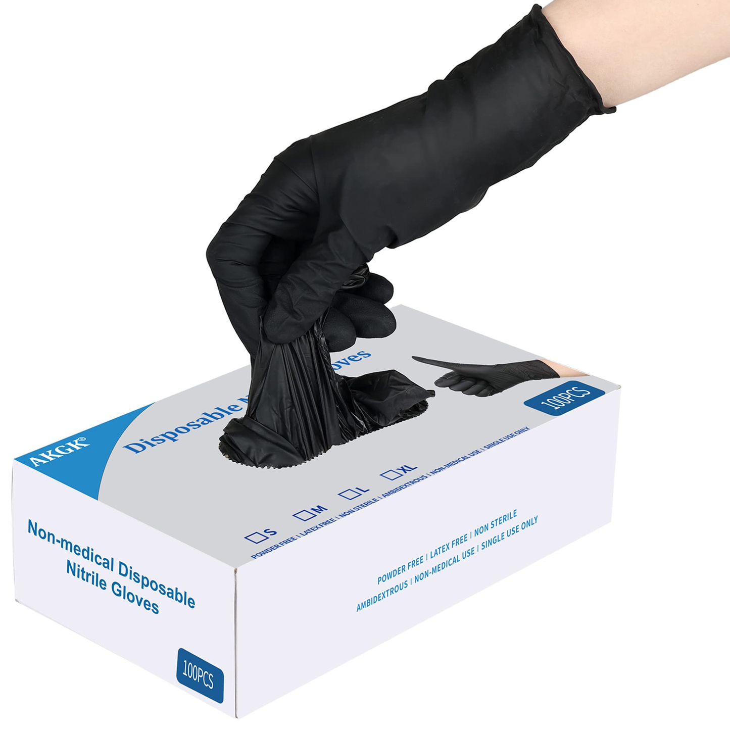 100x Disposable Nitrile Gloves Black - Medium