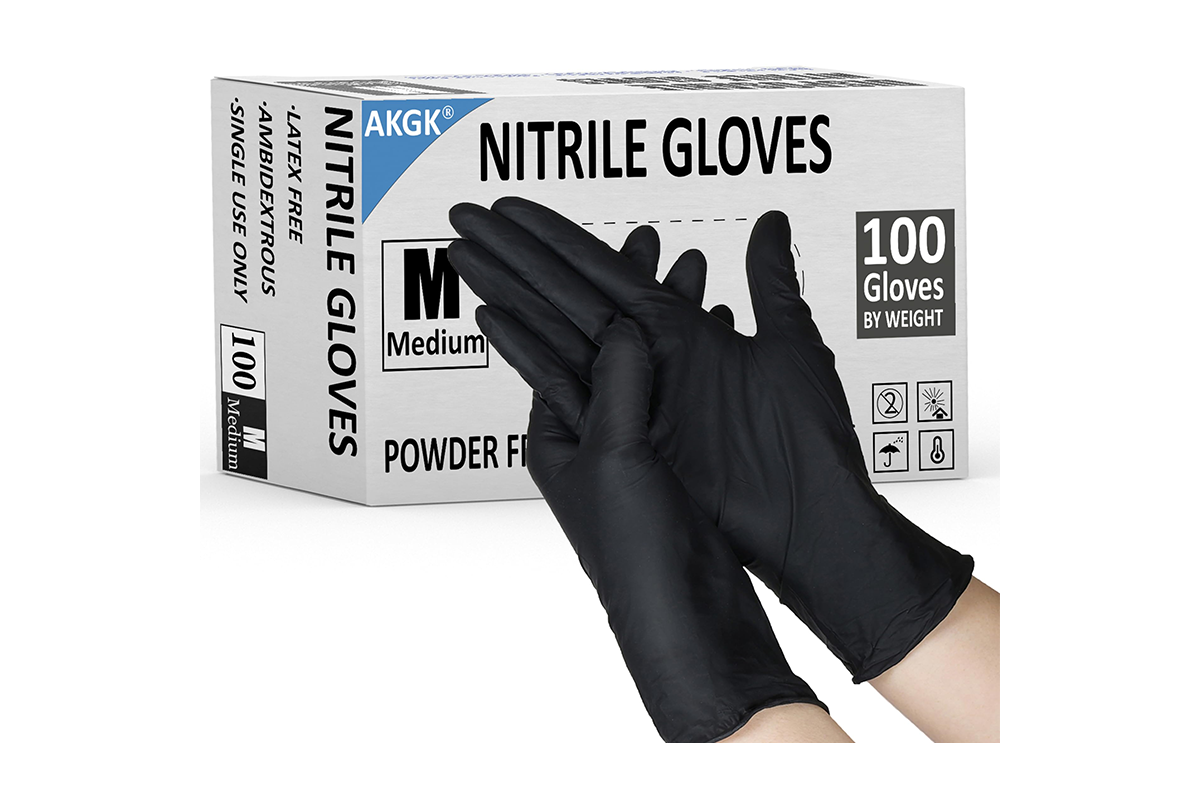100x Disposable Nitrile Gloves Black - Medium