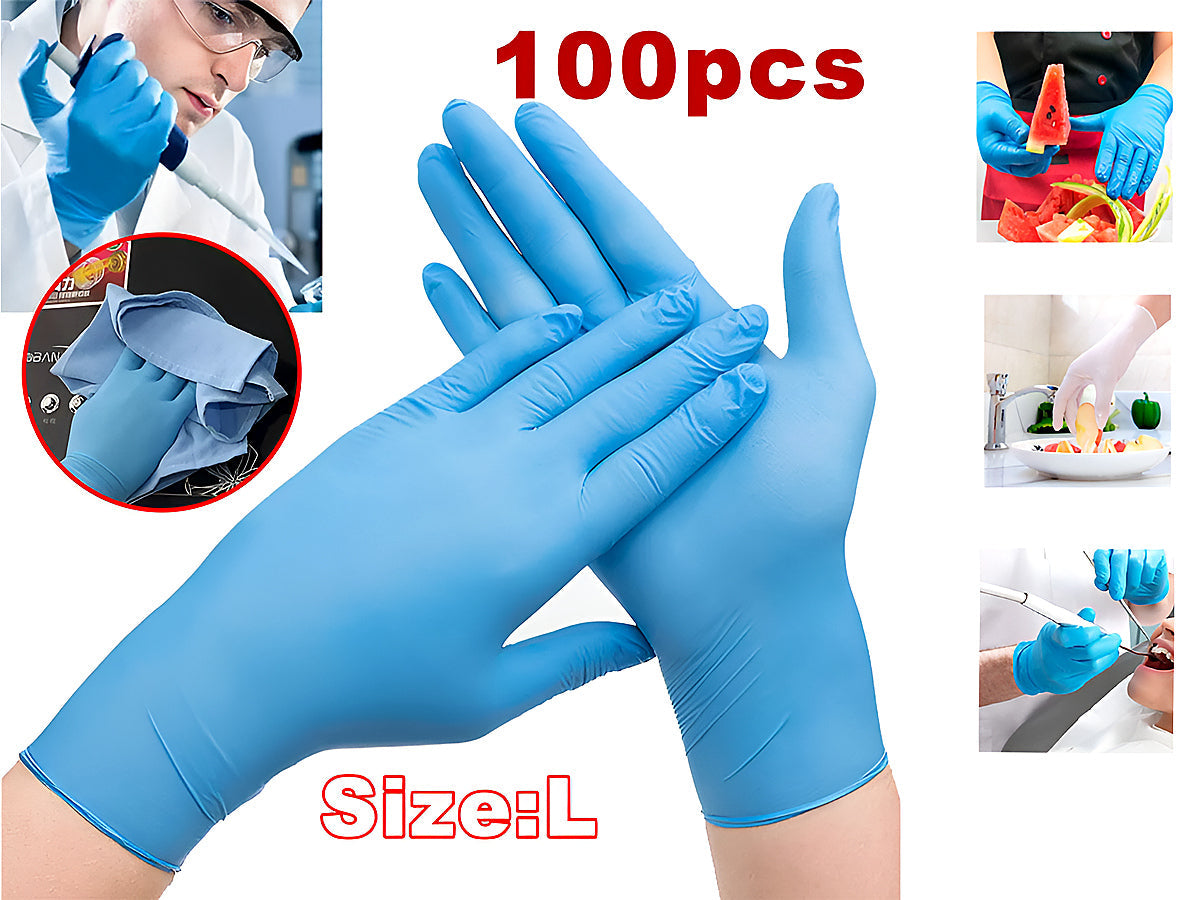 100x Disposable Nitrile Gloves Blue- Large