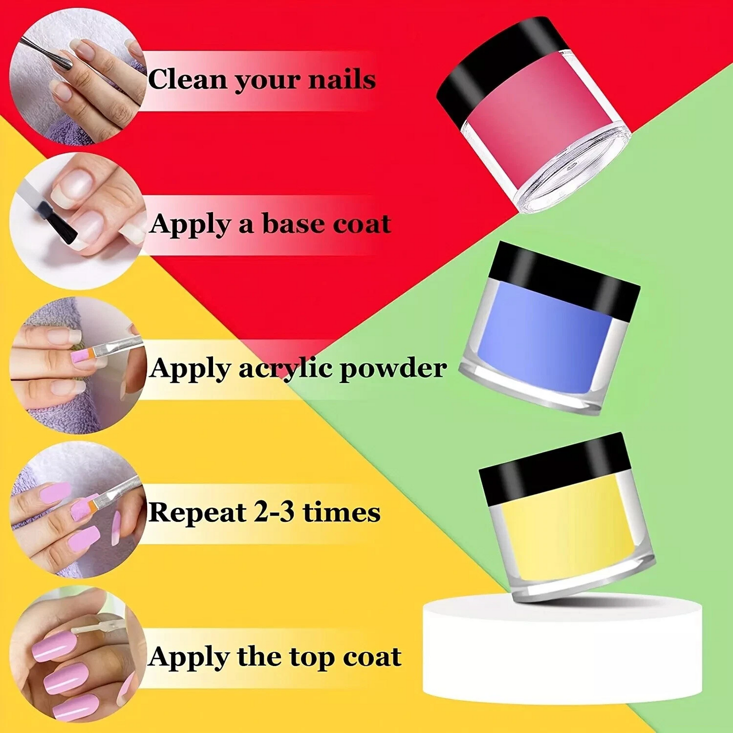 24 Color Nail Dip Powder Kit