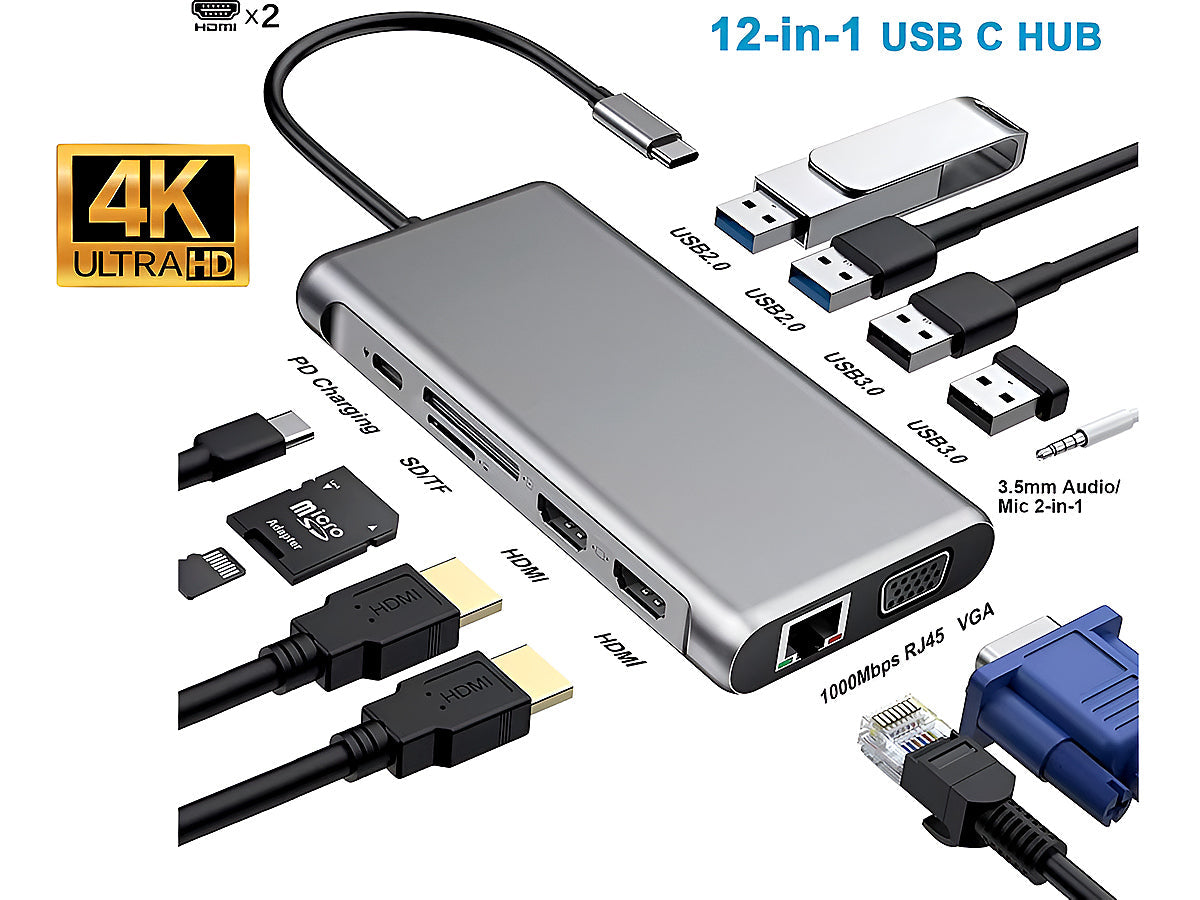 USB C Docking Station Type C 12-in-1