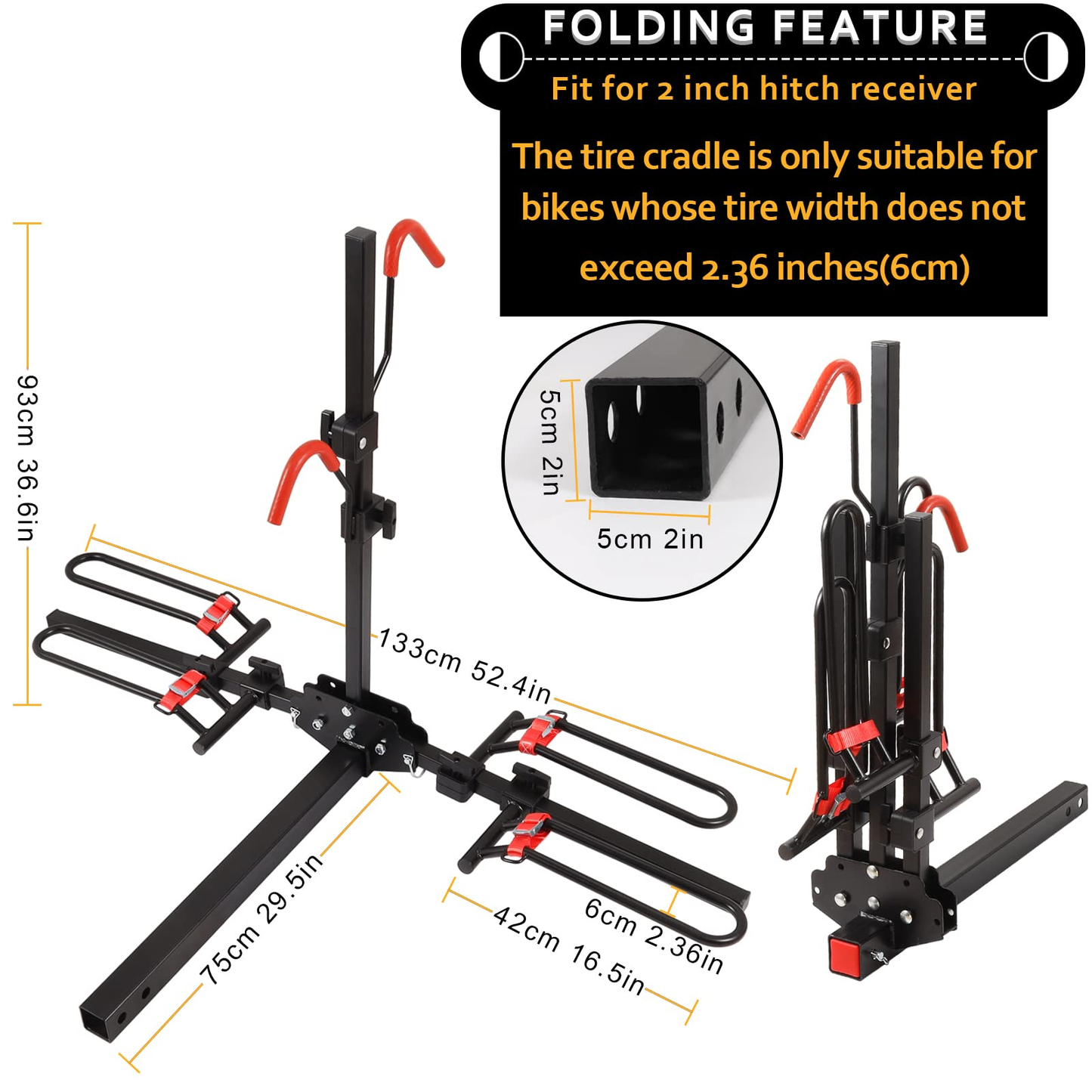 Bike Rack Electric Bicycle Carrier Hitch Rear Platform