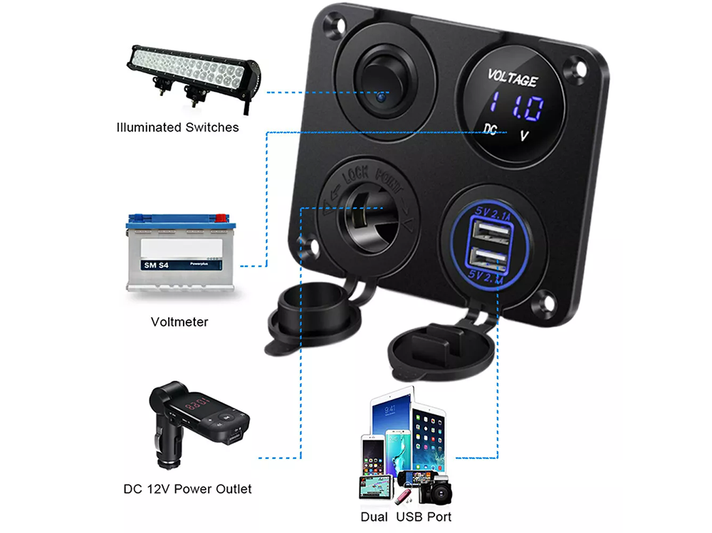 Marine Boat Rocker Switch Panel 12V