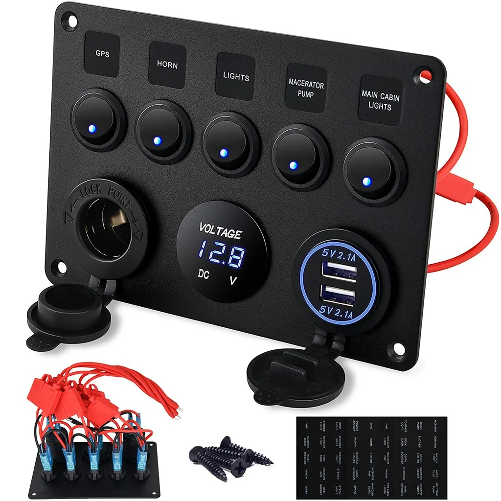 5 Gang Rocker Switch Panel