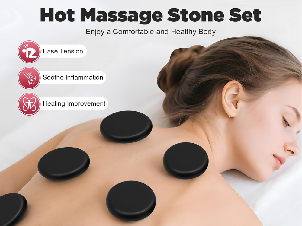 Hot Stones Massage Set with Warmer Set of 16 Pcs