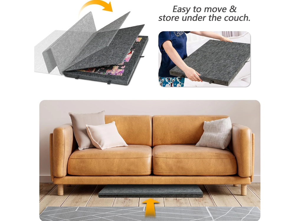 Tilting Portable Jigsaw Puzzle Table with 2 in 1 Stand & Cover Lightweight Felt Puzzle Board with 6 Drawers
