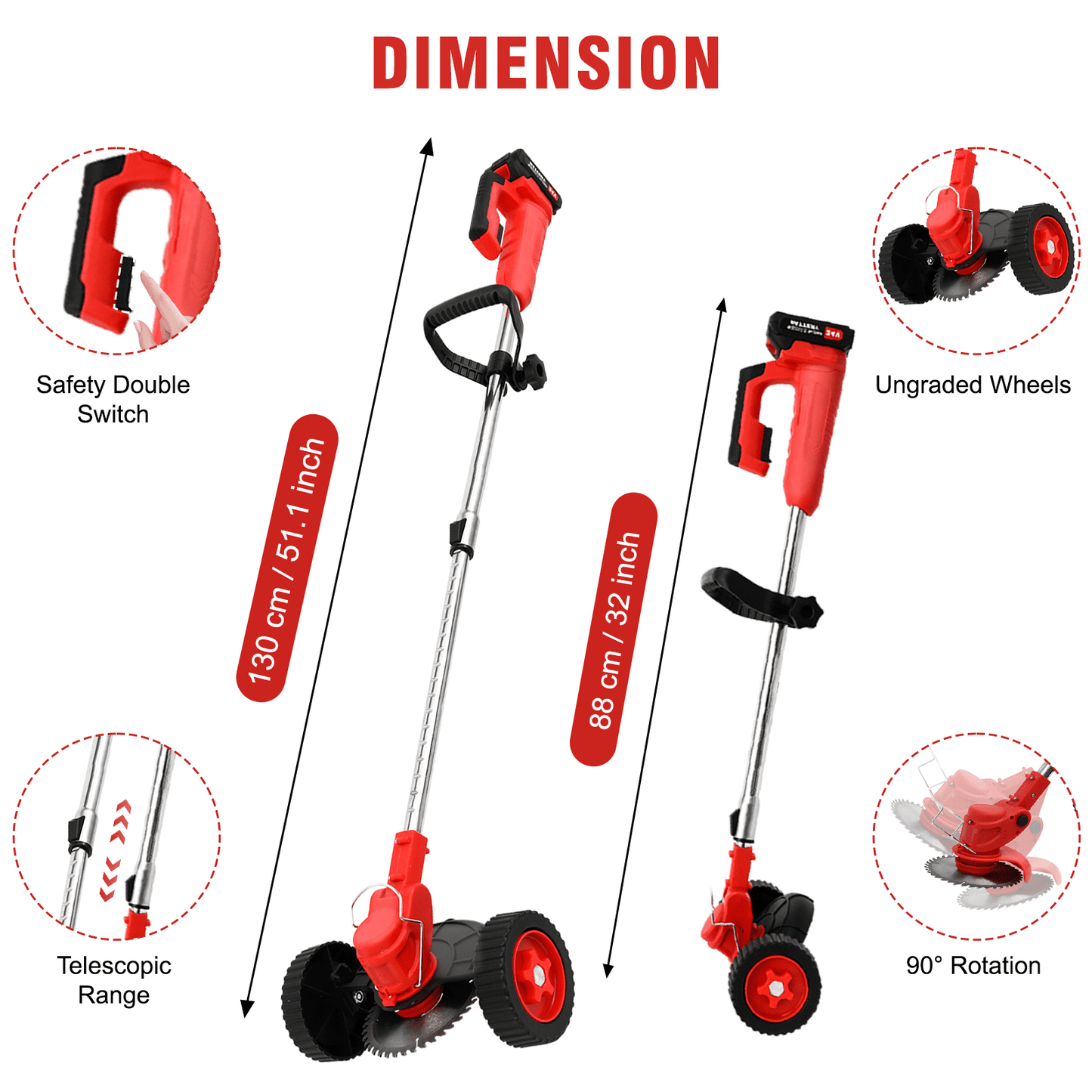 Lawn Mower Cordless Weed Cutter Garden Trimmer