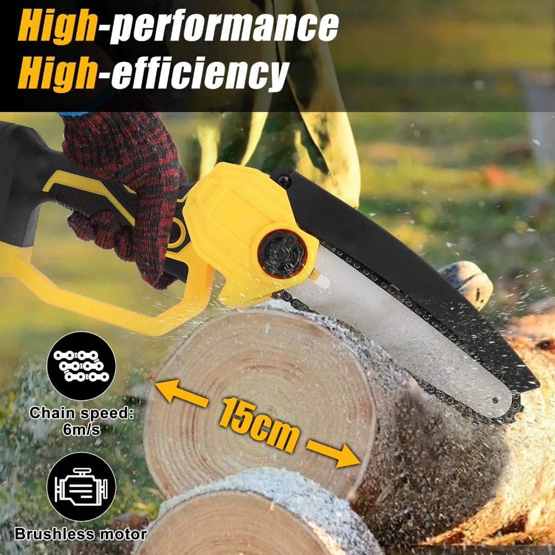 6Inch Mini Chainsaw with Battery Cordless Handheld Electric Chainsaw