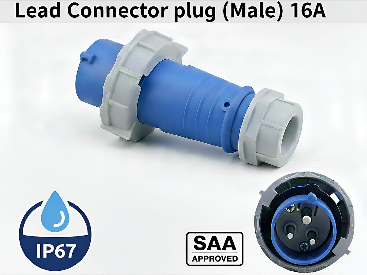 Caravan Lead connector plug (Male) 16A - IP67