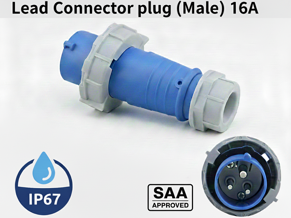IP67 Caravan Lead Connector Plug (Male) and Caravan Surface Sockets (Female) 16A