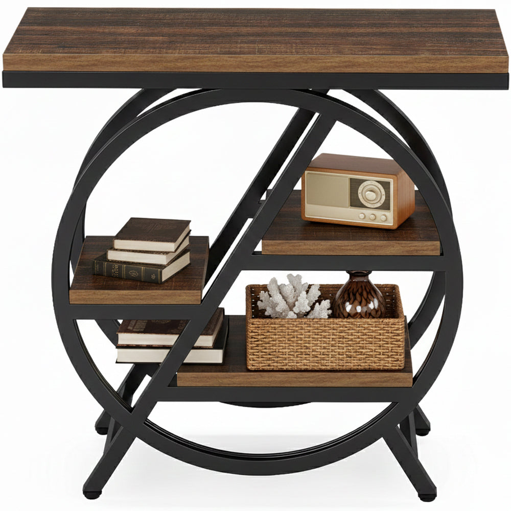 3 Tier Side Table with Storage Shelf Narrow End Table