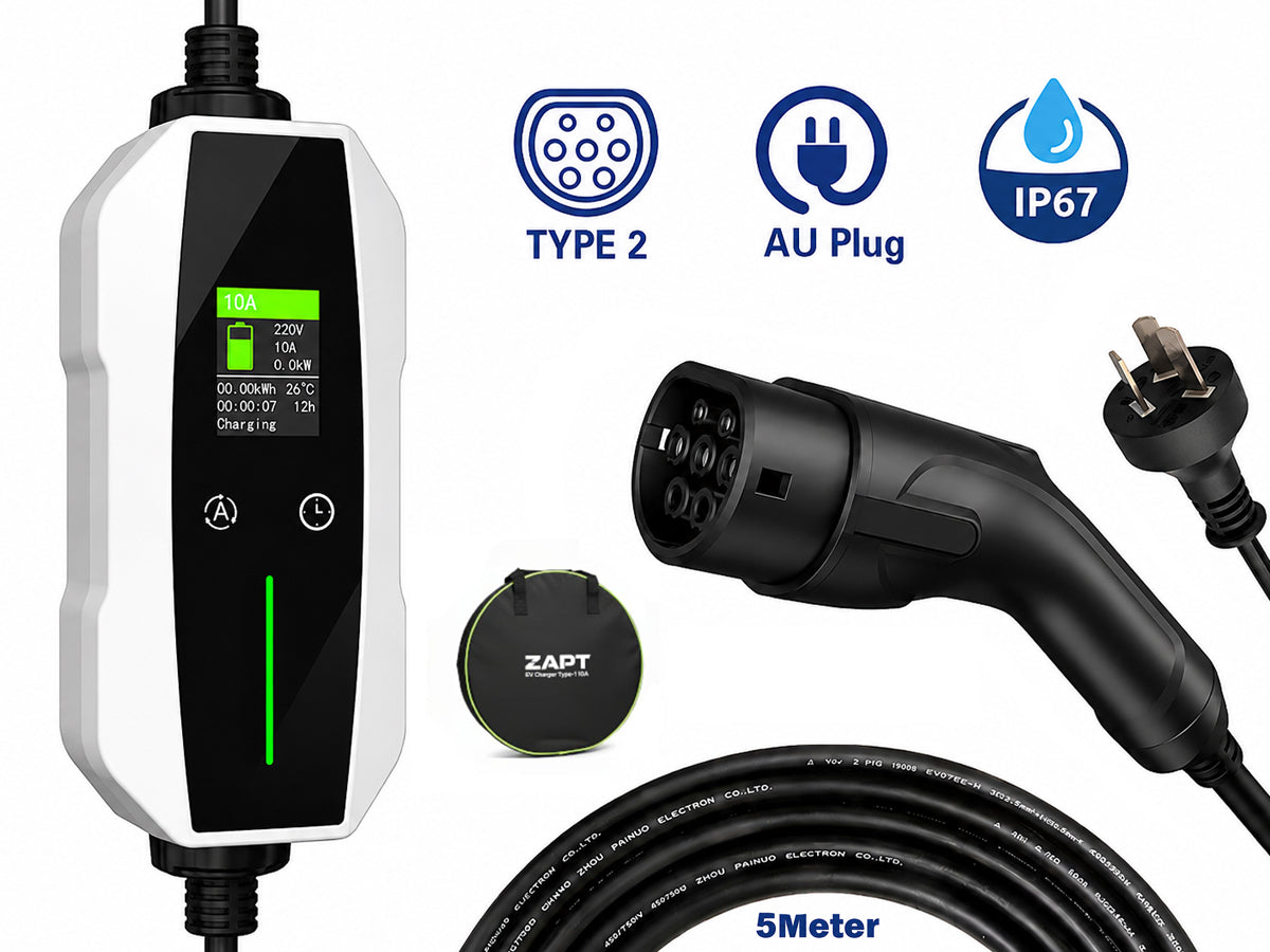 Smart EV Charger Type 2 - 2.3kW | 10A | 5Metre