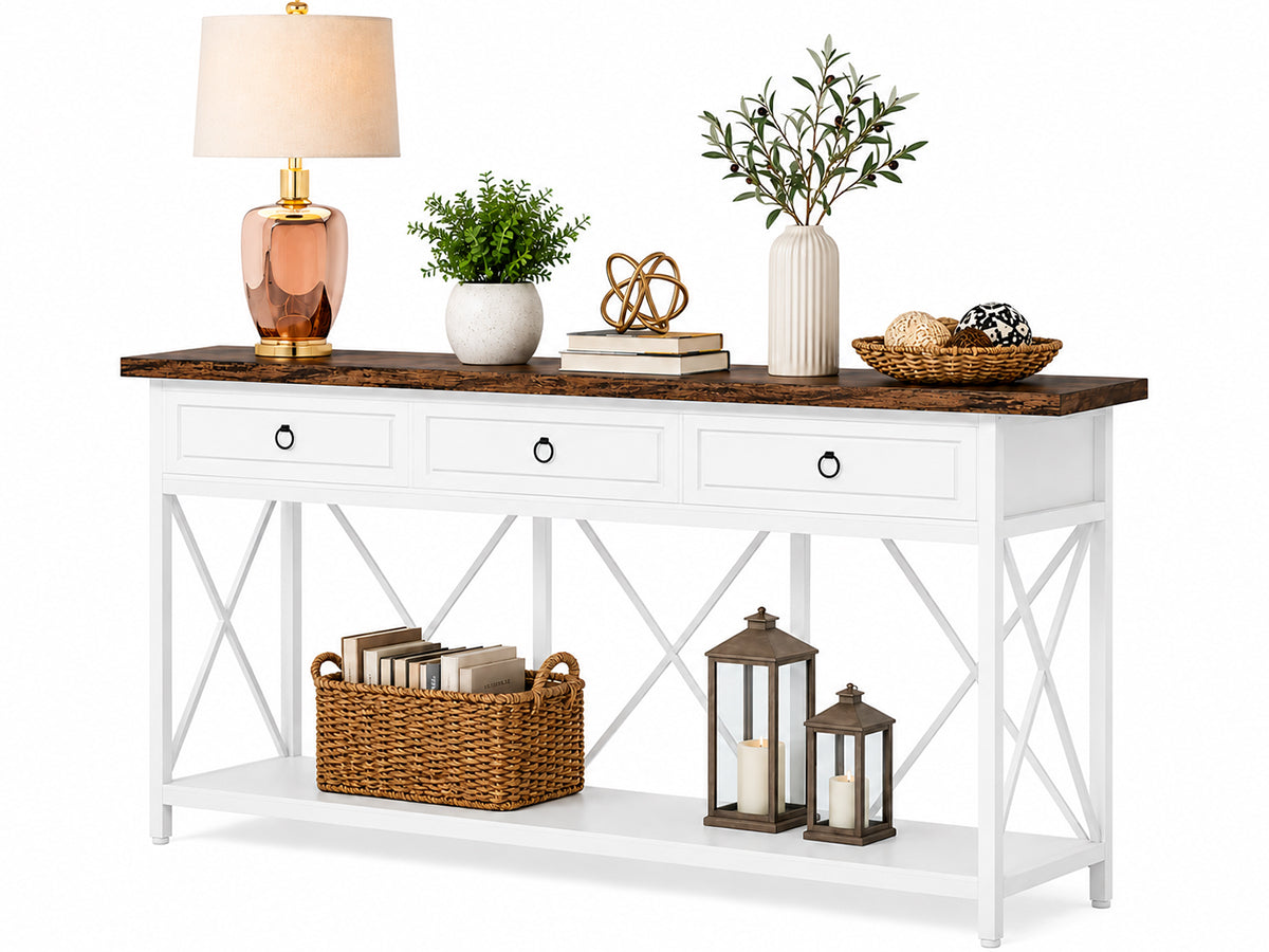 Ziva Console Table Hall way Entry Table with 3 Drawers