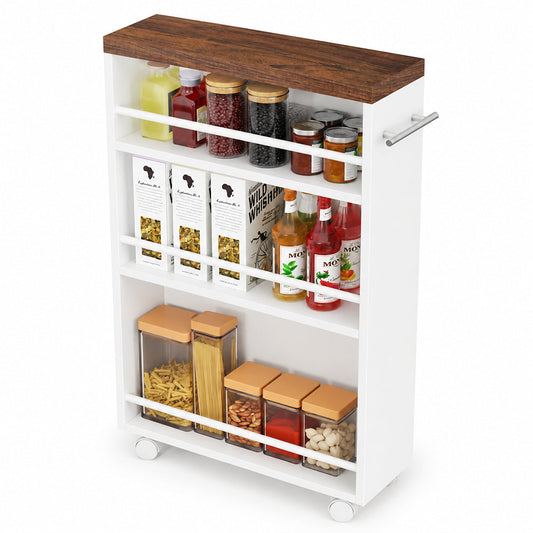 Ziva 4-Tier Slim Kitchen Rolling Cart