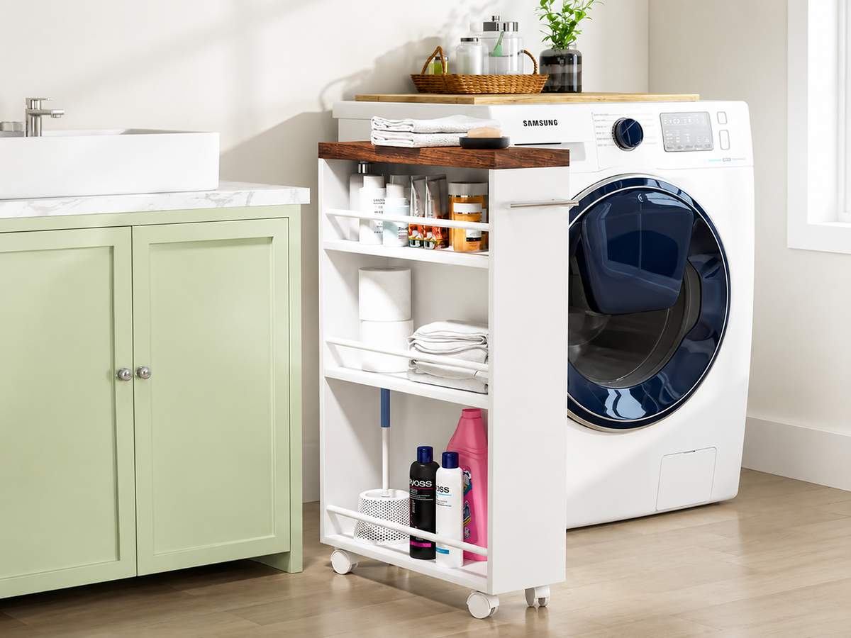 Ziva 4-Tier Slim Kitchen Rolling Cart