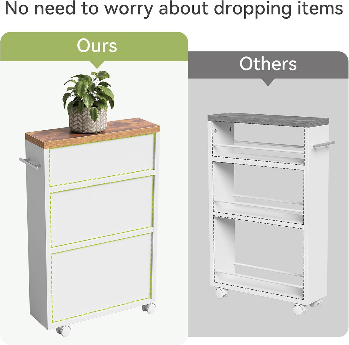 Ziva 4-Tier Slim Kitchen Rolling Cart