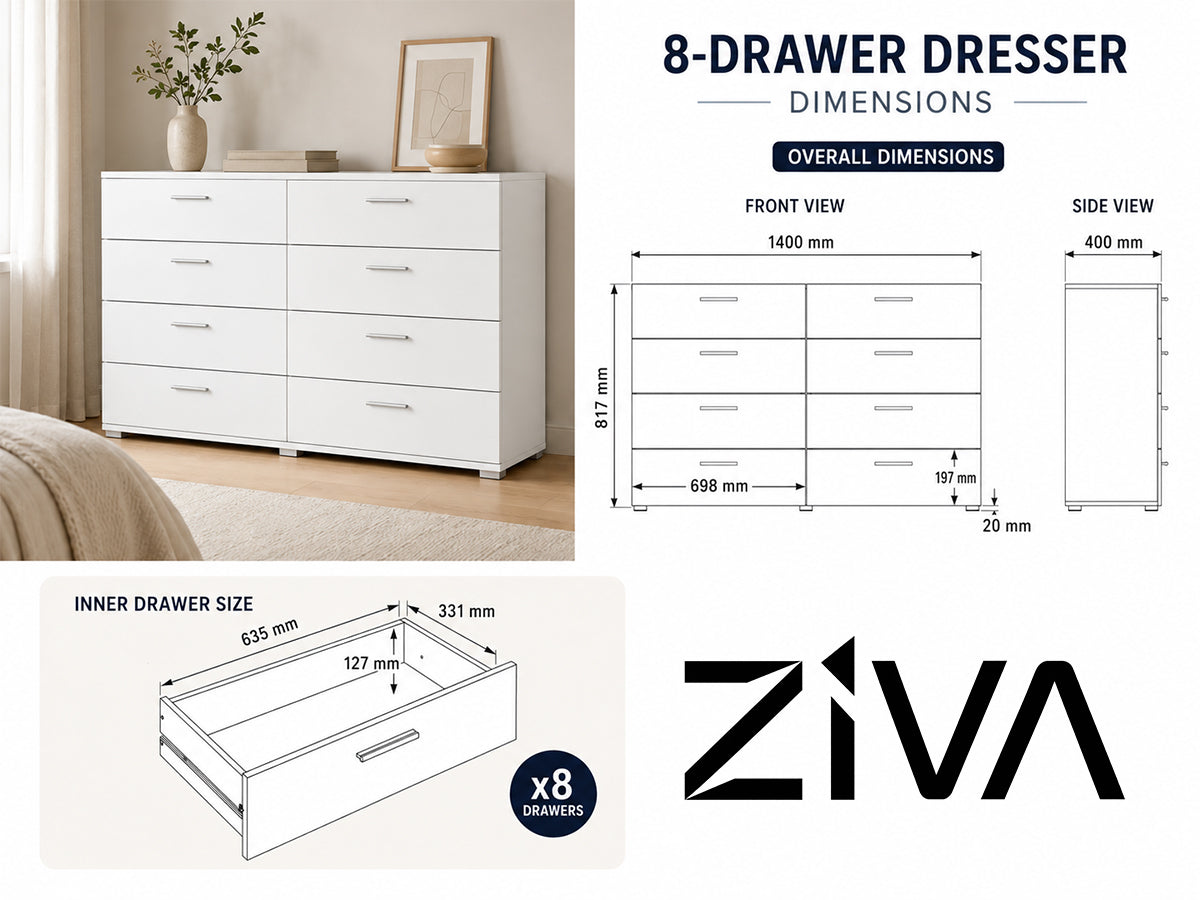 Lowboy 8 Drawers Dresser