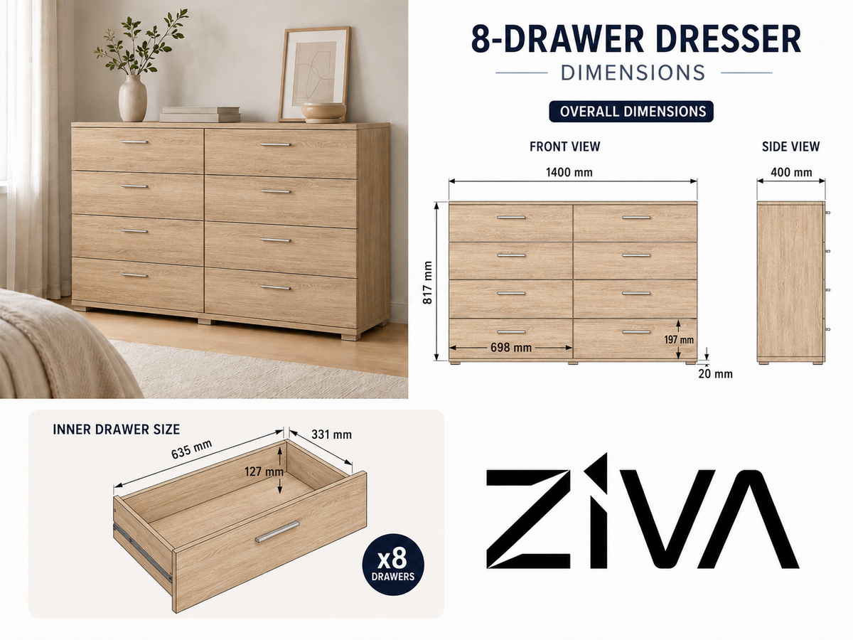 Lowboy 8 Drawers Dresser
