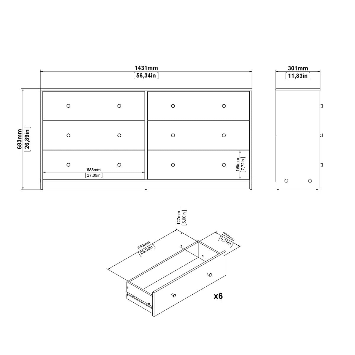 Lowboy 6 Drawers Dresser