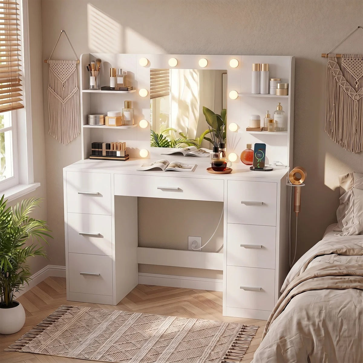 Ziva LED Dressing Table - White